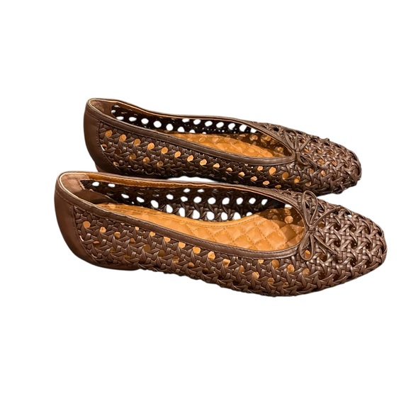 J. McLaughlin dark brown leather cutout flats shoes 10 - Picture 3 of 4